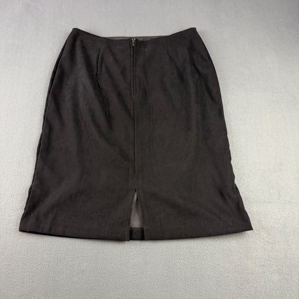 Brett Alixander Black Faux Suede Pencil Skirt Size 8 Back Vent Mini Skirt - Picture 6 of 7